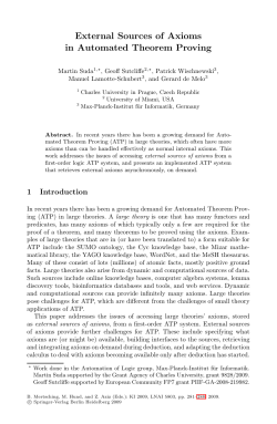 External Sources of Axioms in Automated Theorem Proving