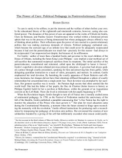 The Power of Care: Political Pedagogy in Postrevolutionary France