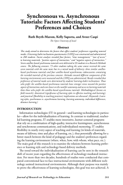 Synchronous vs. Asynchronous Tutorials: Factors Affecting Students