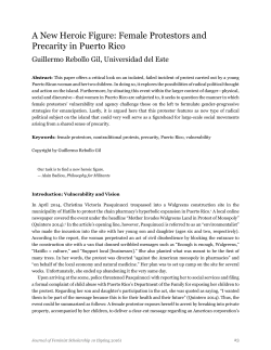 A New Heroic Figure: Female Protestors and Precarity in Puerto Rico
