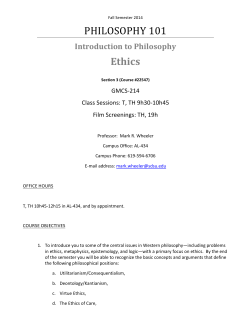 Phil 101 Intro to Philosophy: Ethics (Wheeler) (F 2014)