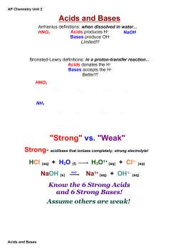 Notes on Acids and Bases