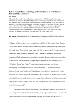 Raised Fists: Politics, Technology, and Embodiment in 1970s