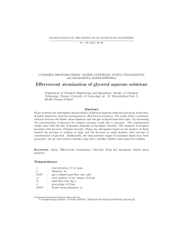 Effervescent atomization of glycerol aqueous solutions