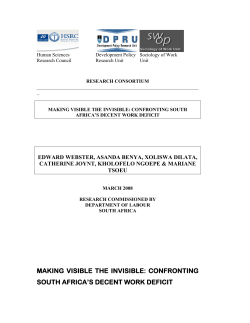 making visible the invisible: confronting south africa`s decent work
