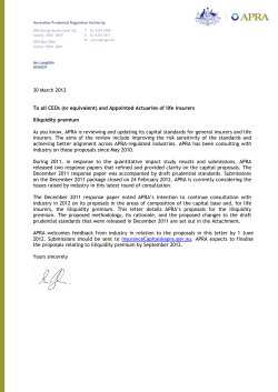 30 March 2012 To all CEOs (or equivalent) and Appointed Actuaries