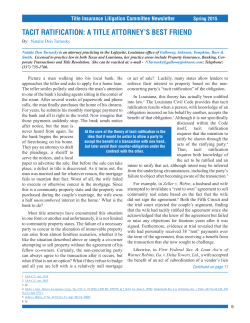 tacit ratification: a title attorney`s best friend