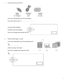 Non-calc money questions - Holy Family Catholic Primary School