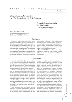 Prospection and Retrospection in &ldquo;The Great Gatsby&rdquo; by F. S.