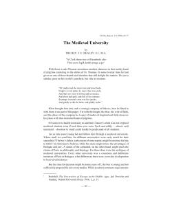 The Medieval University - University of Manitoba