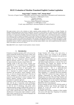 BLEU Evaluation of Machine-Translated English