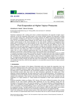 Pool Evaporation at Higher Vapour Pressures