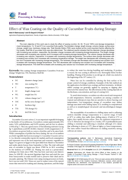Effect of Wax Coating on the Quality of Cucumber Fruits during
