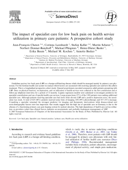 The impact of specialist care for low back pain on health service