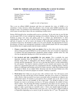 Guide for students and post-docs aiming for a career in science