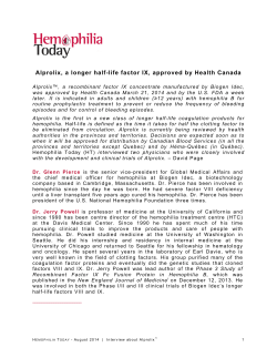 Alprolix, a longer half-life factor IX, approved by Health Canada