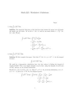 Math 222 - Worksheet 3 Solutions