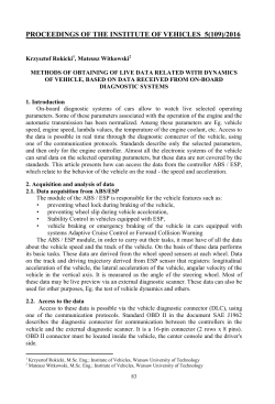 methods of obtaining of live data related with dynamics of vehicle