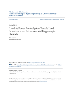 Land As Power, An Analysis of Female Land Inheritance and
