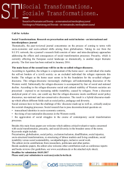 Call for Articles Thematically, the peer