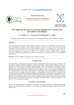 New antipyrine derivatives as corrosion inhibitors for C