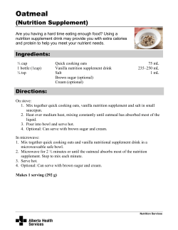 Oatmeal Nutrition Supplement