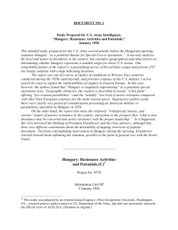 Hungary: Resistance Activities and Potentials