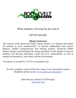 Fifth Grade Curriculum - Roosevelt Public School