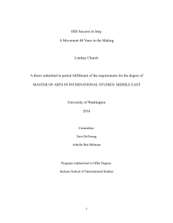ISIS Success in Iraq: A Movement 40 Years in the Making Lindsay