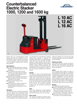 Counterbalanced Electric Stacker 1000, 1200 and 1600 kg L 10 AC