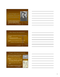 Jean Piaget: A Cognitive Account of Development