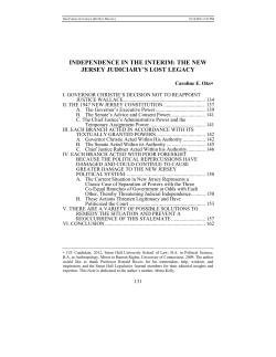 Independence in the Interim: The New Jersey Judiciary`s Lost Legacy