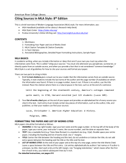 Citing Sources in MLA Style: 8th Edition