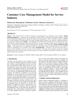 Customer Care Management Model for Service Industry