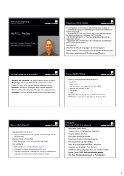 NLP/CL: Review - School of Computing