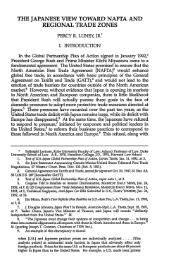 The Japanese View Toward NAFTA and Regional Trade Zones