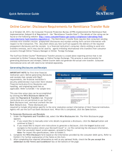 Online Courier: Disclosure Requirements for Remittance Transfer Rule