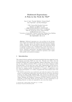 Multiword Expressions: A Pain in the Neck for NLP