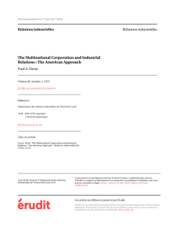 The Multinational Corporation and Industrial Relations
