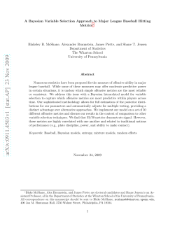 A Bayesian Variable Selection Approach to Major League Baseball