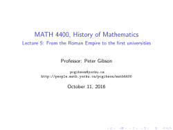 MATH 4400, History of Mathematics