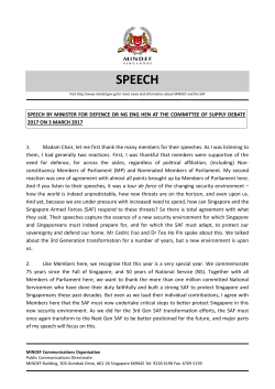 Minister for Defence Dr Ng Eng Hen Speech