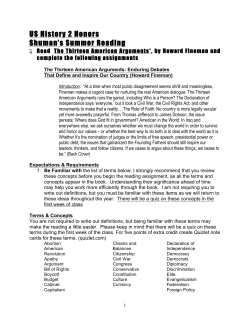 2012 Revised Thirteen American Arguments Summer Reading