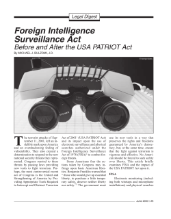 Foreign Intelligence Surveillance Act: Before and After the USA