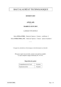 Sujet du bac STMG-STI2D-ST2S Anglais LV2 2015