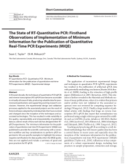 The State of RT-Quantitative PCR: Firsthand