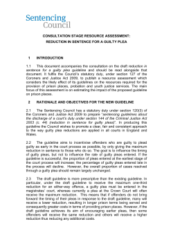 Reduction in sentence for a guilty plea: Draft resource assessment