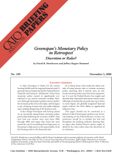 Greenspan`s Monetary Policy