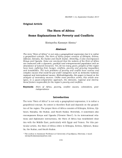 The Horn of Africa: Some Explanations for Poverty and Conflicts