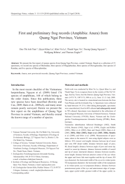 First and preliminary frog records (Amphibia: Anura) from Quang